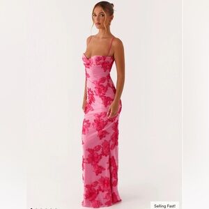 Peppermayo Strapless Pink Floral Dress